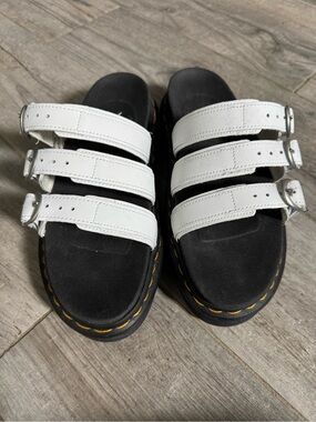Dr. Martens White Triple-Strap Platform Sandals